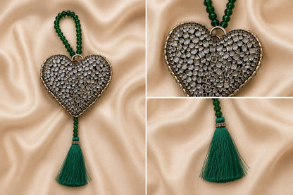 Emerald Green Royale Kundan Heart