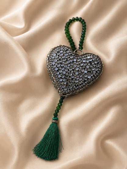 Emerald Green Royale Kundan Heart