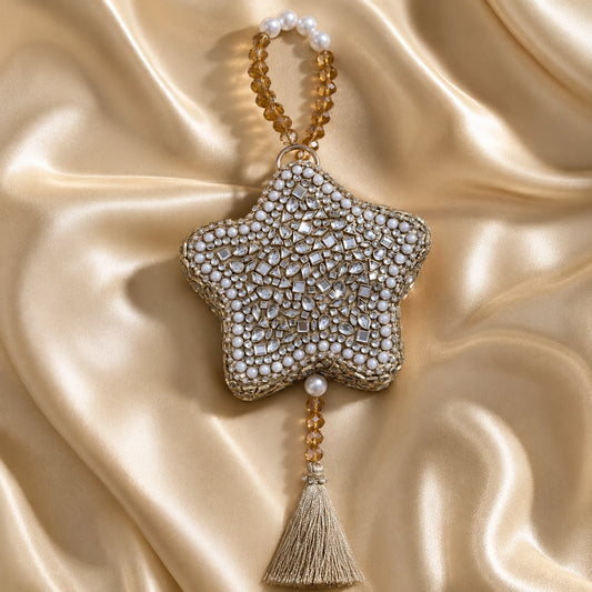 Pearl Kundan Star Clutch