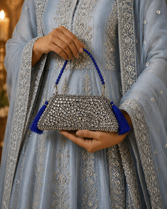 Royal Sapphire Kundan Clutch