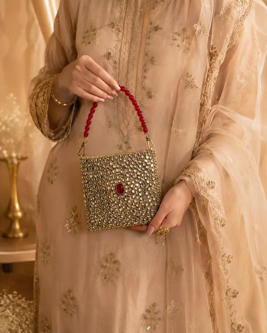 Ruby Royale Kundan Clutch