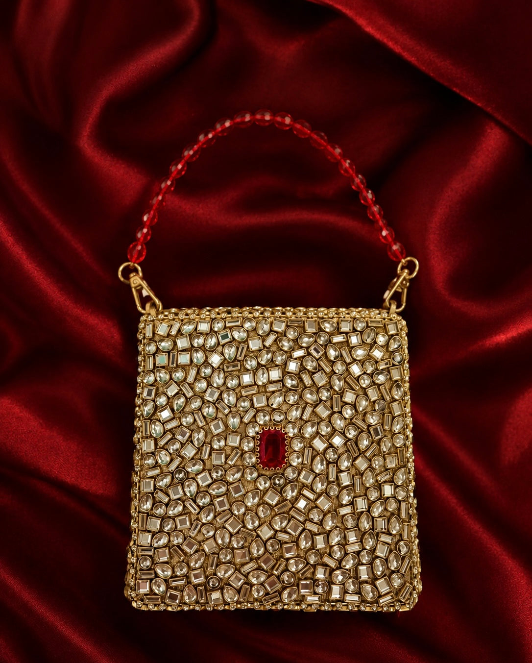 Ruby Royale Kundan Clutch