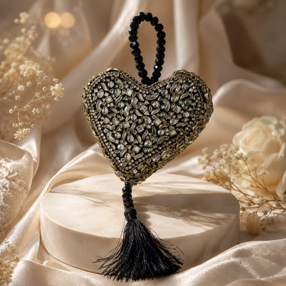 Maroon Royale Kundan Heart Clutch
