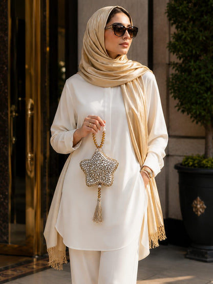 Pearl Kundan Star Clutch